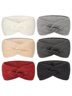 Wool Blend Knit Winter Headbands Fuzzy Fleece Lined Ear Warmers
